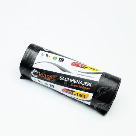 SACI MENAJERI / GUNOI - SUPER REZISTENTI -120L ( 10 BUCATI / ROLA ) - NEGRI 70x110CM