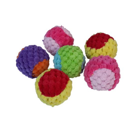 Jucarie pisici - Minge din plus cu clopotel 5 cm - Set 6 bucati