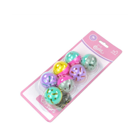 Jucarie pisici - Set 7 mingi plastic cu clopotel 4 cm