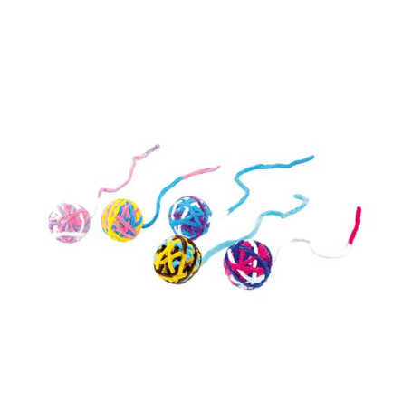 Jucarie pisici - Ghem de plus cu clopotel 6 cm - Set 5 bucati