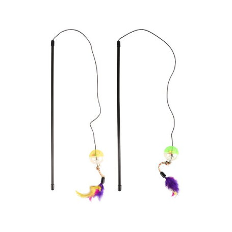 Jucarie pentru pisici - Undita Flamingo cu minge si fulg - 1 bucata