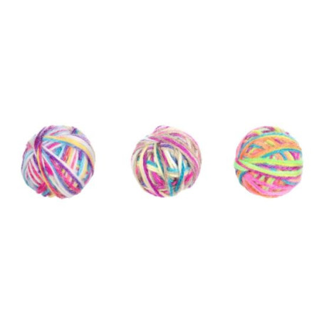 Jucarie pentru pisici - Minge multicolora cu clopotel 4,4 cm - Set 3 bucati