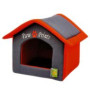 Culcus pisici si caini Casuta Textila Paw Rosu - Gri 42x39x40 cm